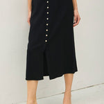 Linen Blend Button Skirt - 2 Colors! - The Nines