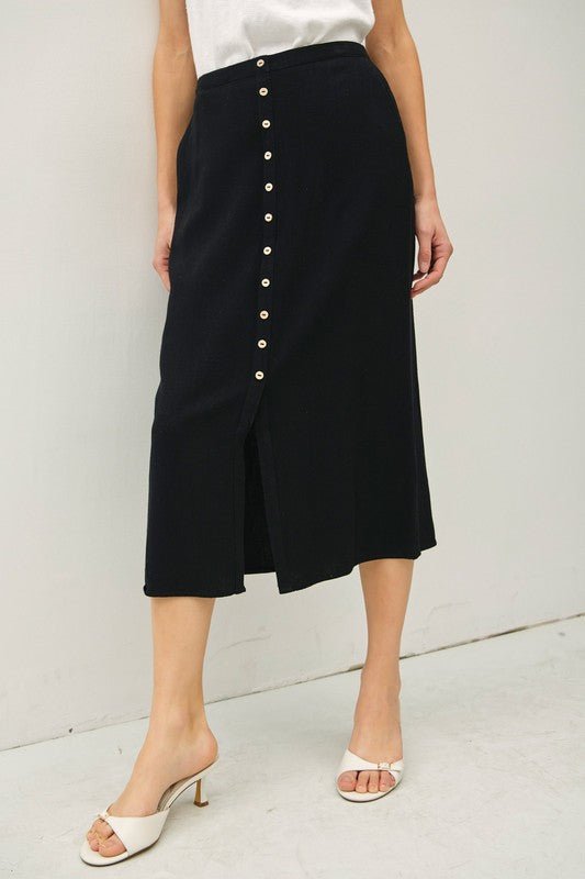 Linen Blend Button Skirt - 2 Colors! - The Nines