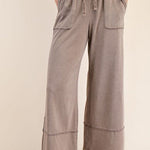 Mocha Washed Wide Leg Casual Pant - The Nines