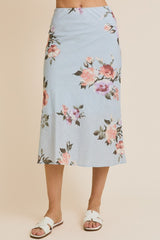 Blue Floral Midi Skirt
