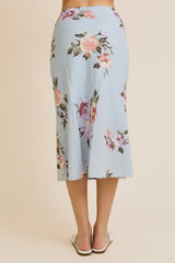 Blue Floral Midi Skirt