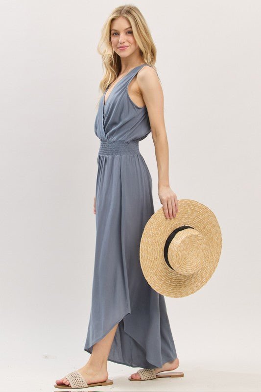 Solid V - neck Jumpsuit - 2 colors! - The Nines