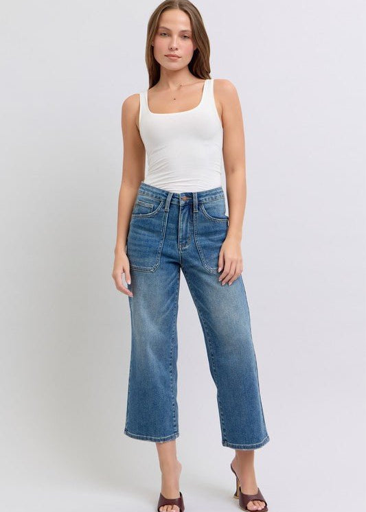 Judy Blue Utility Cropped Wide Leg Jean - The Nines