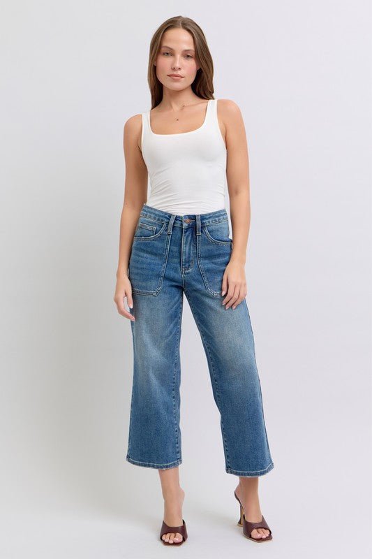 Judy Blue Utility Cropped Wide Leg Jean - The Nines