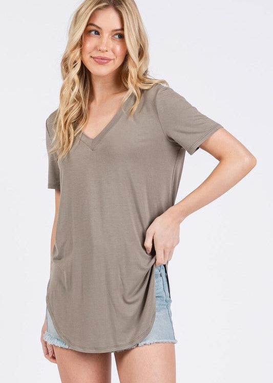 V - neck Short Sleeve Tailored Tees - 4 colors! - The Nines