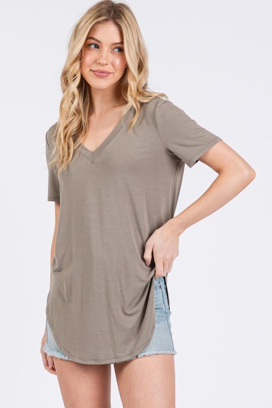 V - neck Short Sleeve Tailored Tees - 4 colors! - The Nines