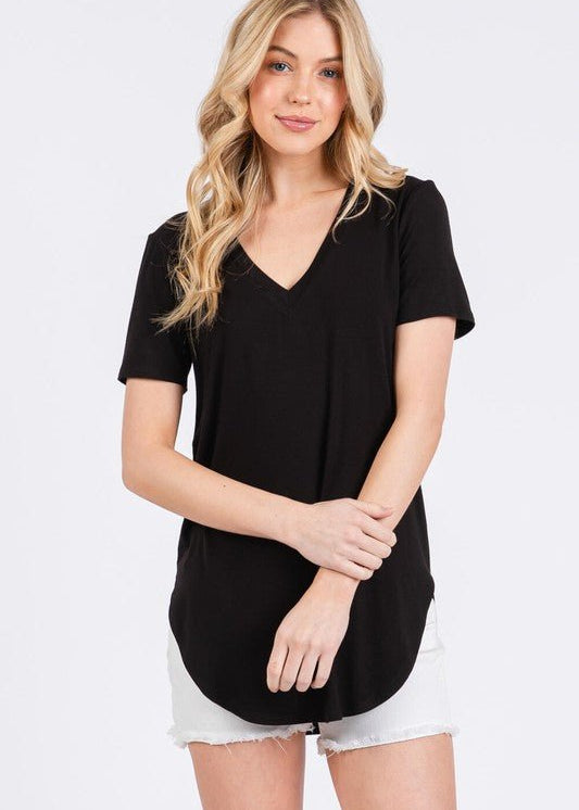 V - neck Short Sleeve Tailored Tees - 4 colors! - The Nines
