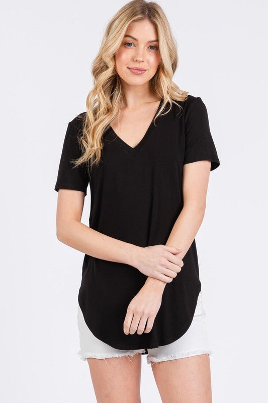 V - neck Short Sleeve Tailored Tees - 4 colors! - The Nines