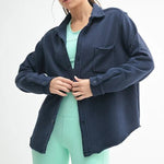 Comfy Cotton Sweatshirt Raw Hem Shacket - The Nines