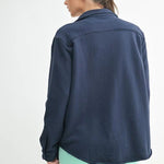 Comfy Cotton Sweatshirt Raw Hem Shacket - The Nines