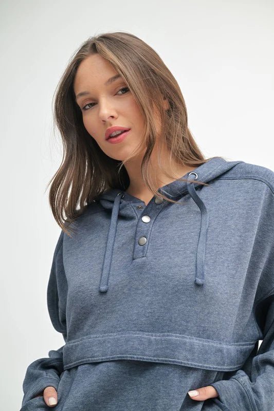 Burnout Fleece Snap Hoodie - 2 colors! - The Nines