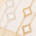 Clover Charm Long Chain Necklace - Gold - The Nines