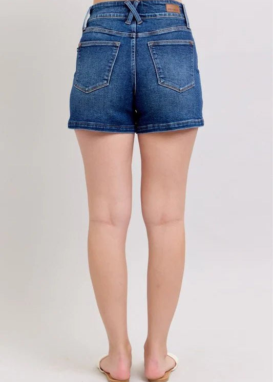 Judy Blue High Waist Double Button Shorts - The Nines