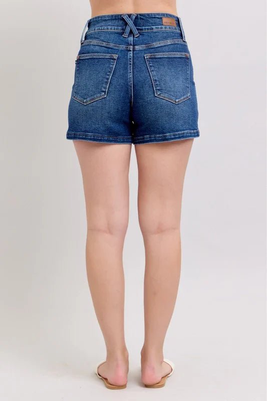 Judy Blue High Waist Double Button Shorts - The Nines