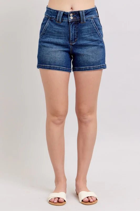 Judy Blue High Waist Double Button Shorts - The Nines