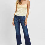 Risen Dark Wash Cropped Straight Jeans - The Nines
