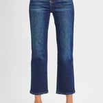 Risen Dark Wash Cropped Straight Jeans - The Nines
