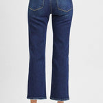 Risen Dark Wash Cropped Straight Jeans - The Nines