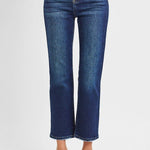 Risen Dark Wash Cropped Straight Jeans - The Nines
