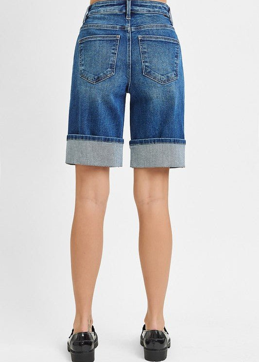 Risen High Rise Mid Length Cuffed Shorts - The Nines
