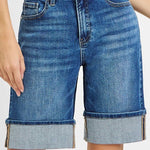 Risen High Rise Mid Length Cuffed Shorts - The Nines