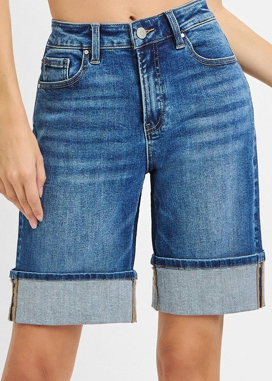 Risen High Rise Mid Length Cuffed Shorts - The Nines