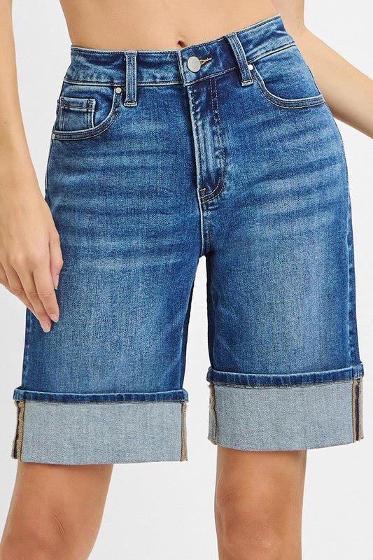 Risen High Rise Mid Length Cuffed Shorts - The Nines