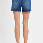 Risen Dark Wash Raw Hem Shorts - The Nines