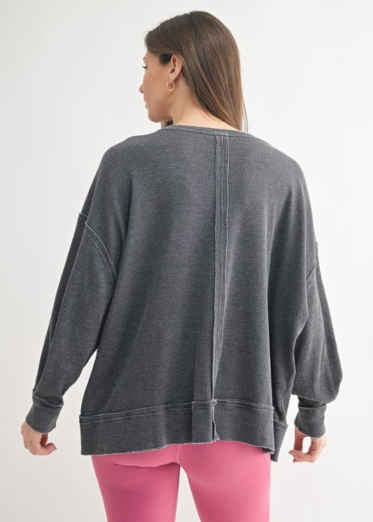 Mono B Oversized Waffle Top - 2 Colors! - The Nines