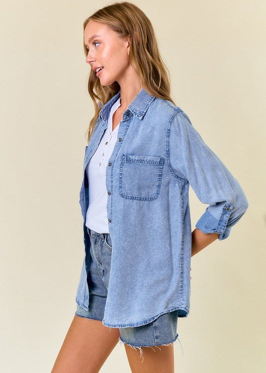 Chambray Button Tops - 2 Colors! - The Nines