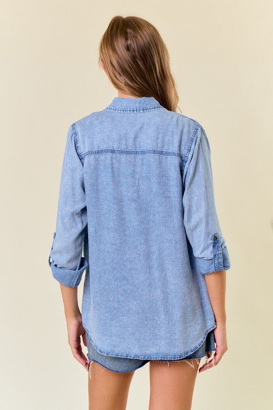 Chambray Button Tops - 2 Colors! - The Nines
