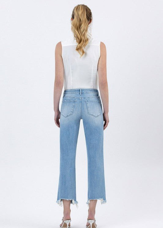 Lovervet Light Wash Wide Leg Distressed Crop Jean - The Nines