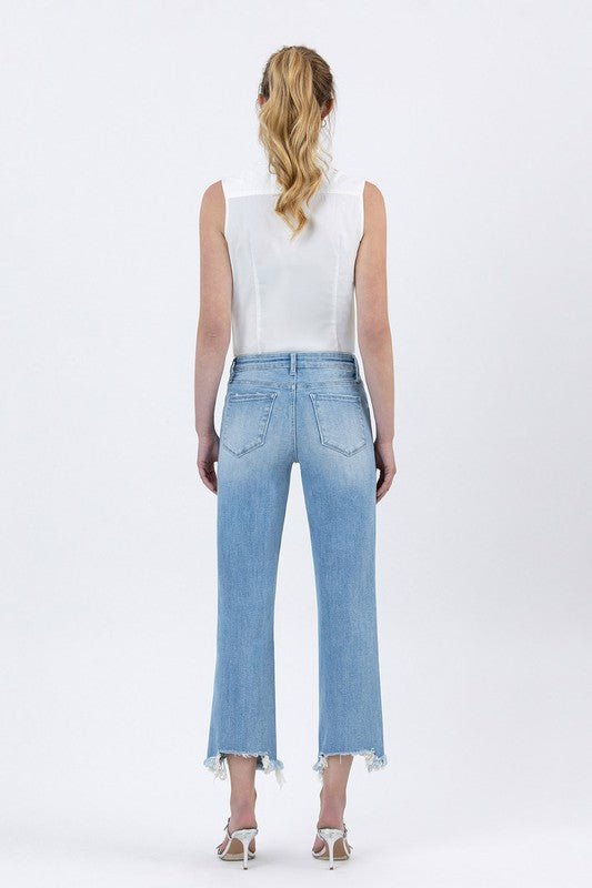 Lovervet Light Wash Wide Leg Distressed Crop Jean - The Nines