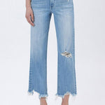 Lovervet Light Wash Wide Leg Distressed Crop Jean - The Nines