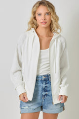 White Mixed Media Hoodie