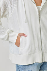 White Mixed Media Hoodie
