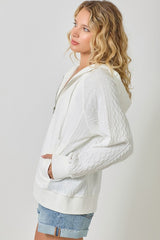White Mixed Media Hoodie