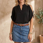Breezy Air Flow Cold Shoulder Top - The Nines