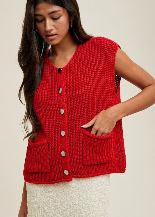 Button Up Vest Top - 2 colors! - The Nines