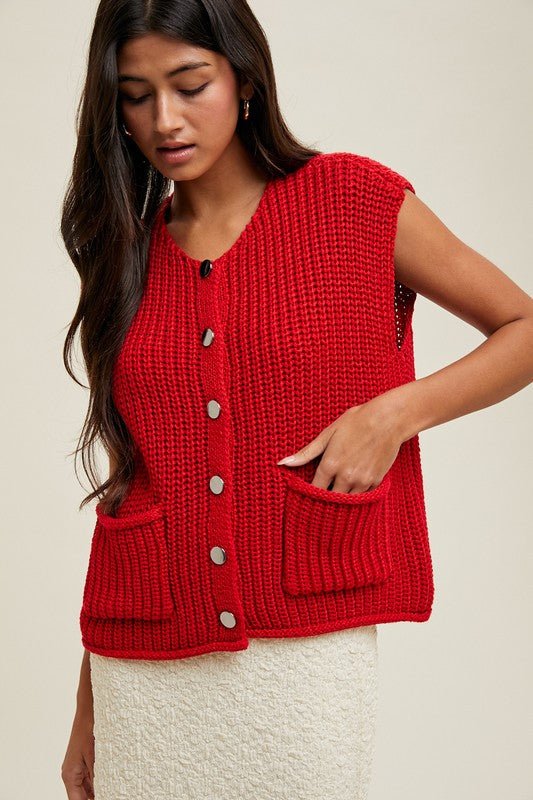 Button Up Vest Top - 2 colors! - The Nines