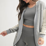 Mono B Heather Gray Driftwood Hooded Cardigan - The Nines