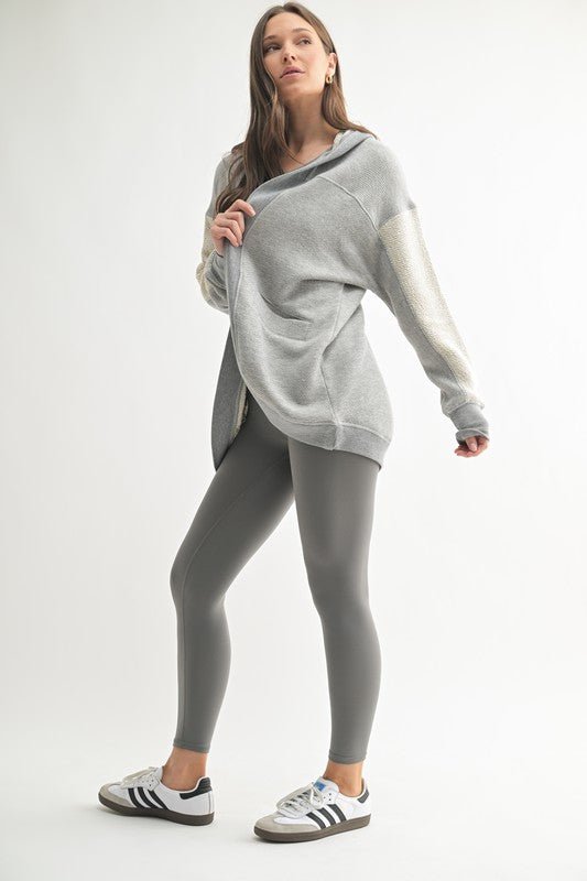 Mono B Heather Gray Driftwood Hooded Cardigan - The Nines