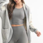 Mono B Heather Gray Driftwood Hooded Cardigan - The Nines