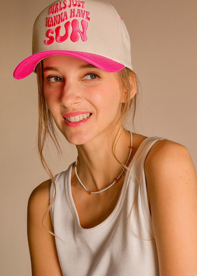 Girls Just Want to Have Sun Hot Pink Hat - The Nines