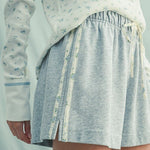 Gray Blue Floral Side Striped Shorts - The Nines