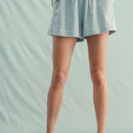Gray Blue Floral Side Striped Shorts - The Nines