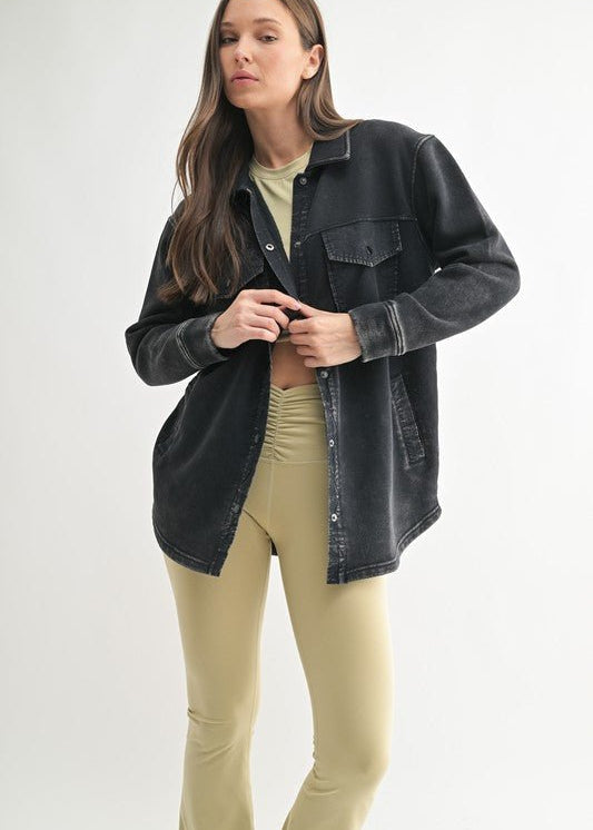 Mono B French Terry Snap Button Shacket - 3 colors! - The Nines