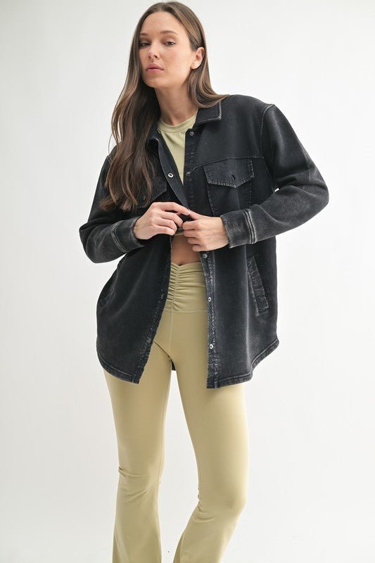 Mono B French Terry Snap Button Shacket - 3 colors! - The Nines