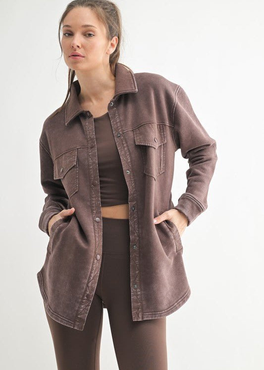 Mono B French Terry Snap Button Shacket - 3 colors! - The Nines