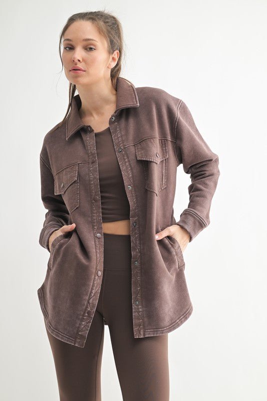 Mono B French Terry Snap Button Shacket - 3 colors! - The Nines